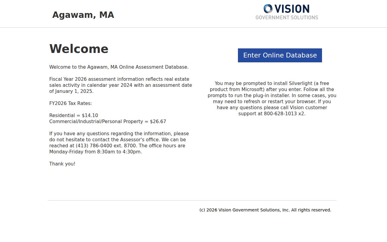 Agawam residents directory VGSI assessment database search landing page
